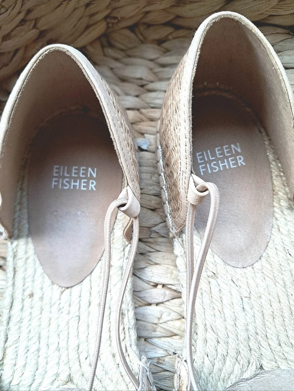 Eileen Fisher Lee Raffia Espadrille Flats NWOT Natural Sz 10